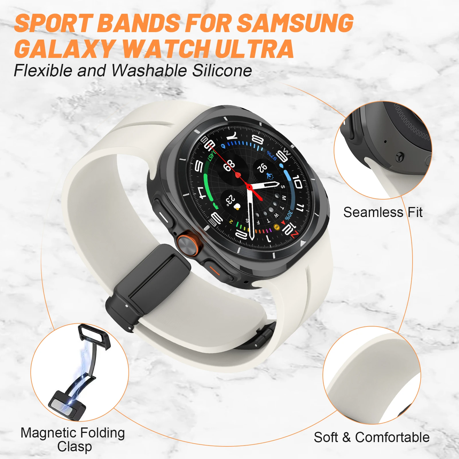 Magnetic Band for Samsung Galaxy Watch Ultra 2 Strap 47mm Sport Silicone Bracelet Correa Galaxy Watch 9 8 8 Classic 40mm 44mm