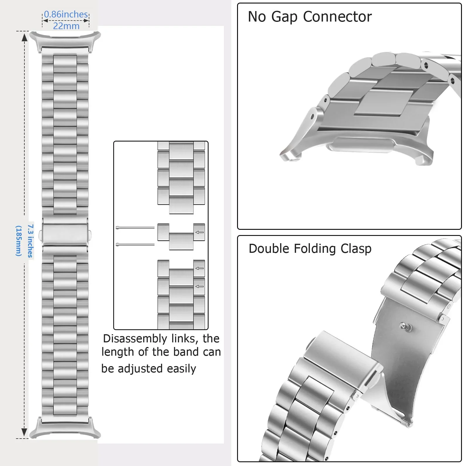 Metal Band for Samsung Galaxy Watch 9 8 40mm 44mm 8 Classic 46mm Stainless Steel Strap for Galaxy Watch Ultra 2026 47mm Bracelet