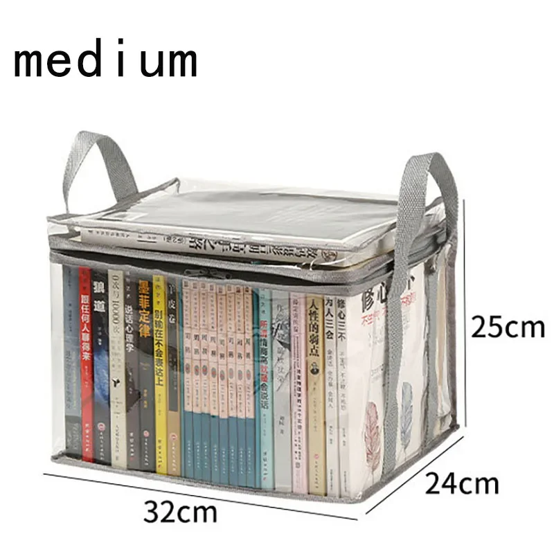 1 Pcs Foldable Book Box Student Dormitory Classroom Book Organizer Transparent Waterproof Household Book Organizing Storage Box