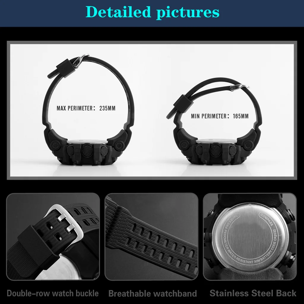 Electronic Watch Set For Men's Military Sports Watches Set Luminous Multifunction LED Digital Wristwatch for Man Kids Boy Studen