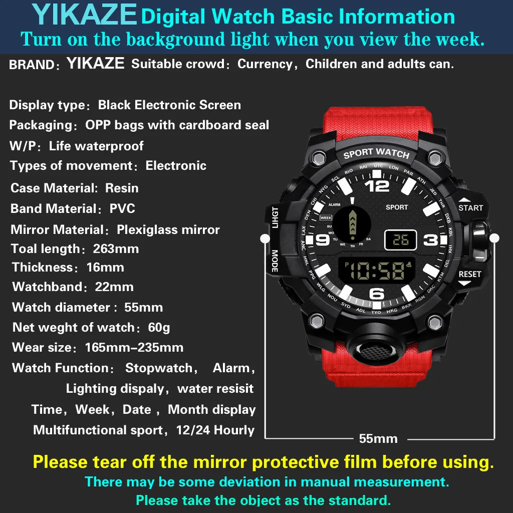 Electronic Watch Set For Men's Military Sports Watches Set Luminous Multifunction LED Digital Wristwatch for Man Kids Boy Studen