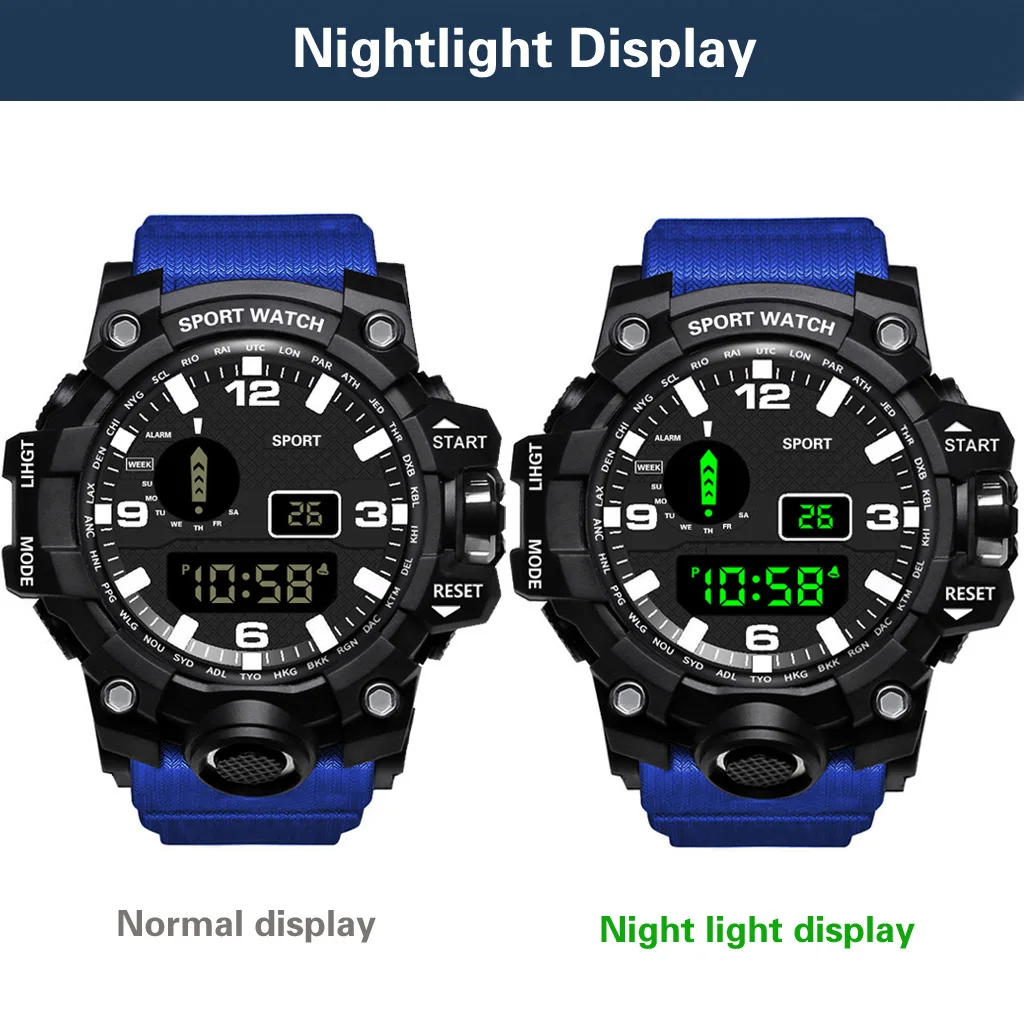 Electronic Watch Set For Men's Military Sports Watches Set Luminous Multifunction LED Digital Wristwatch for Man Kids Boy Studen