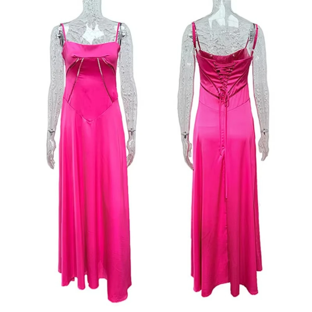 Sexy Halter Satin Dress Long Floor-Length Backless Evening Dresses Exquisite High Quality Prom Party Gowns for Women Customized