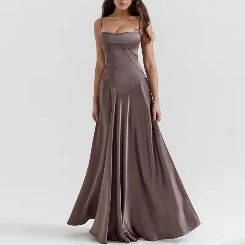 Sexy Halter Satin Dress Long Floor-Length Backless Evening Dresses Exquisite High Quality Prom Party Gowns for Women Customized