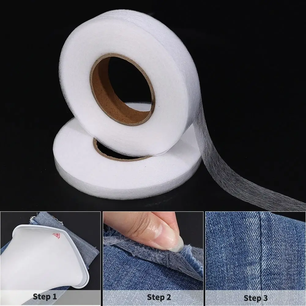 60M Interlining Adhesive Tape Double-sided Non-woven Clothes Ironing Hem Tapes DIY Sewing Interlining for Shorten Repair Pants