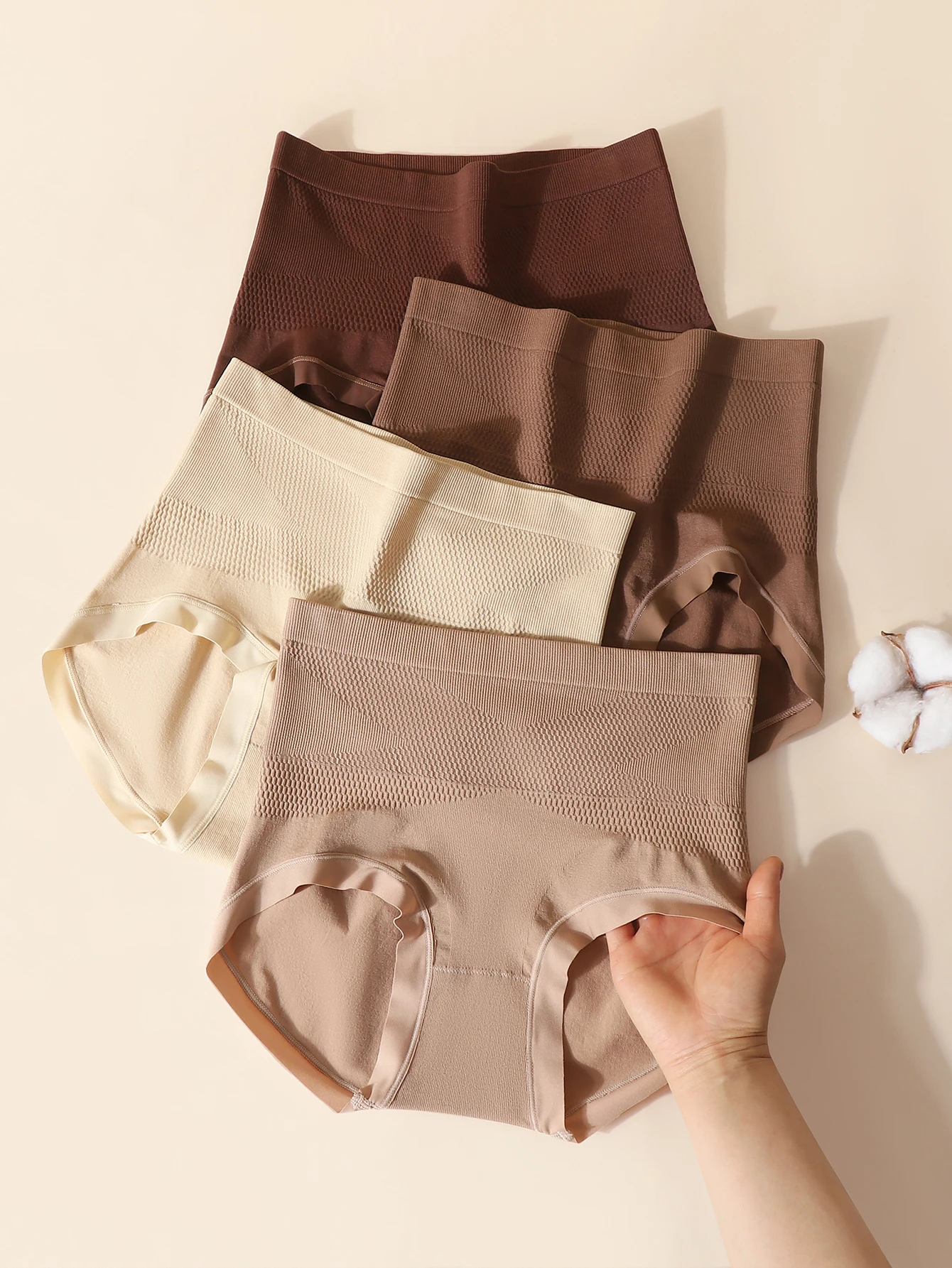 4Pcs Womens High Waisted Tight Abdomen Small Belly Antibacterial Crotch Buttocks Lifting Postpartum Seamless Triangle Underwear