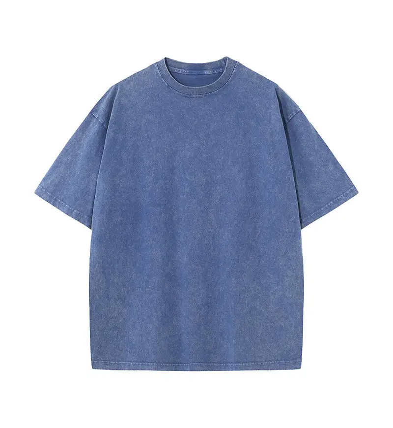 230G Cotton Retro T-shirt Drop-shoulder Sleeve Men Women Vintage Short-sleeve T Shirts Solid Color Hip Hop Loose Tees