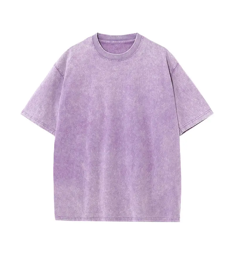230G Cotton Retro T-shirt Drop-shoulder Sleeve Men Women Vintage Short-sleeve T Shirts Solid Color Hip Hop Loose Tees