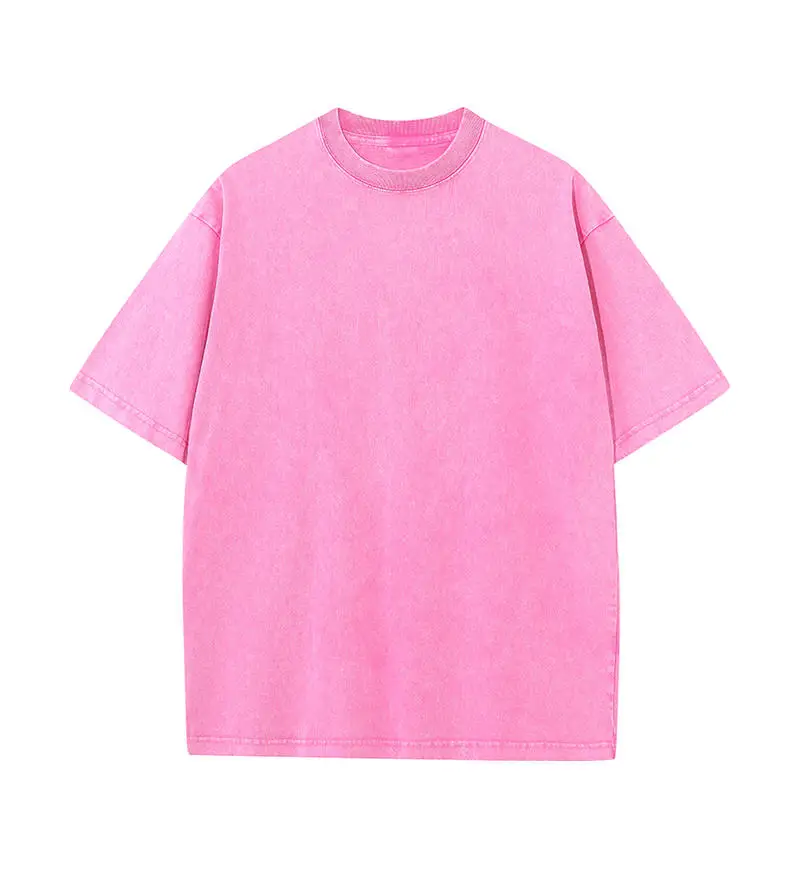 230G Cotton Retro T-shirt Drop-shoulder Sleeve Men Women Vintage Short-sleeve T Shirts Solid Color Hip Hop Loose Tees