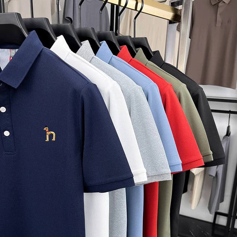 Brand Design Men's Polo Shirt Lapel Short Sleeve T-Shirt Summer New Exquisite Dog Embroider Fashion Business Handsome Men's Wear