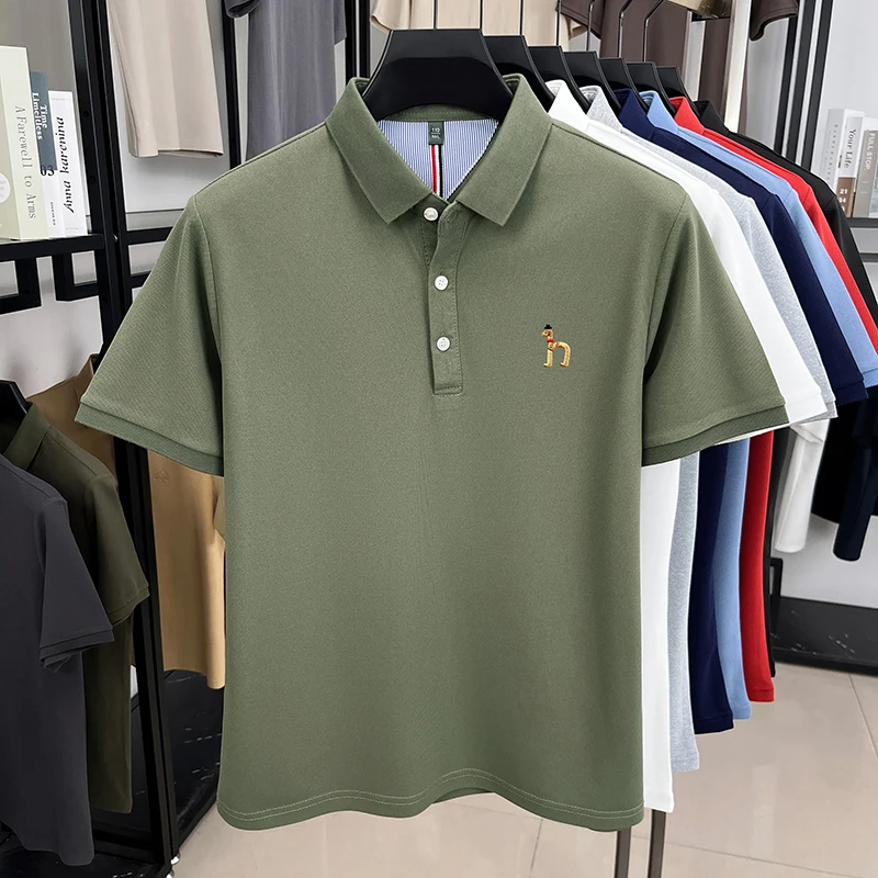 Brand Design Men's Polo Shirt Lapel Short Sleeve T-Shirt Summer New Exquisite Dog Embroider Fashion Business Handsome Men's Wear