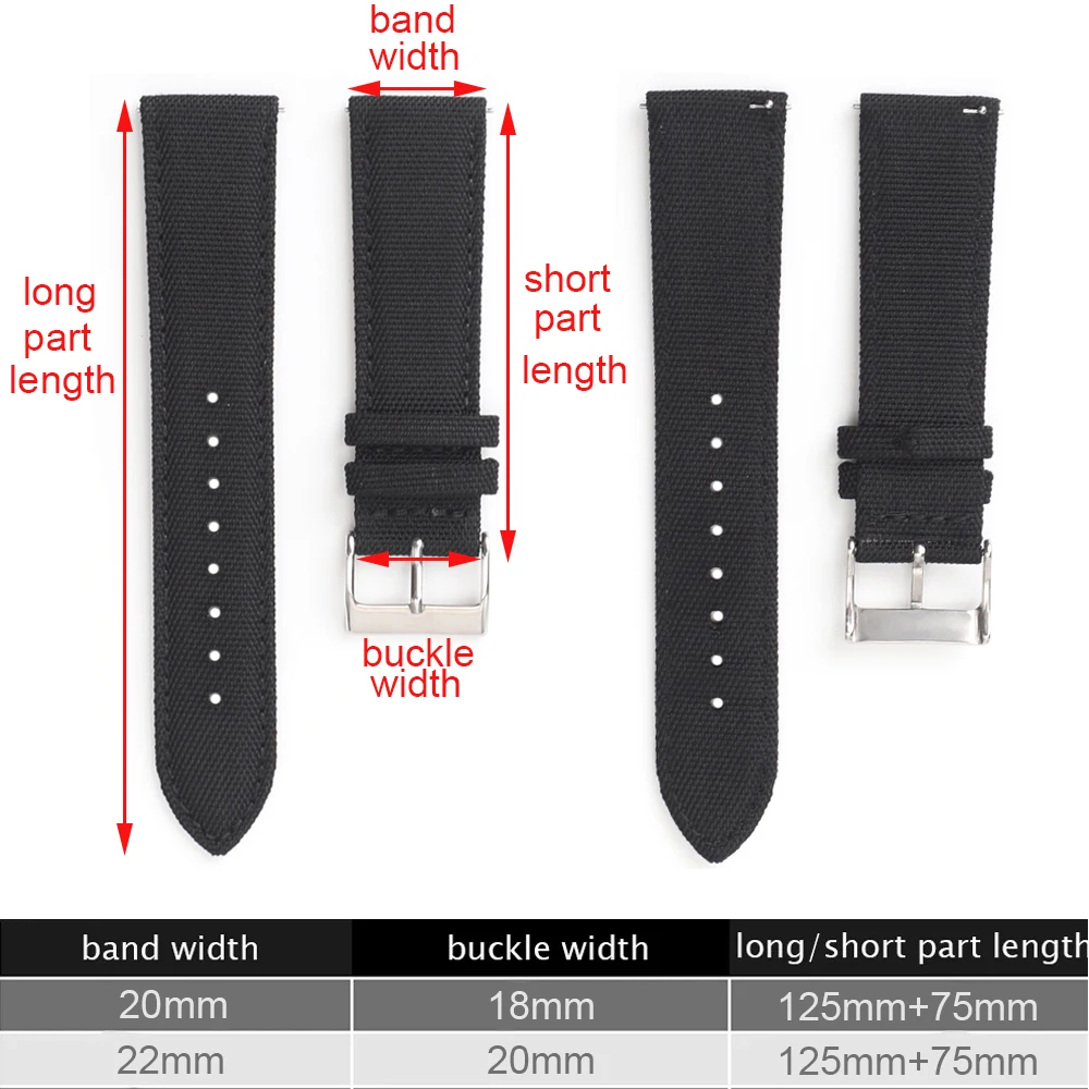 Premium Sailcloth Watch Strap Waterproof Durable Nylon Watchband 18mm 19mm 20mm 21mm 22mm 24mm Quick Release Sport Band For Men
