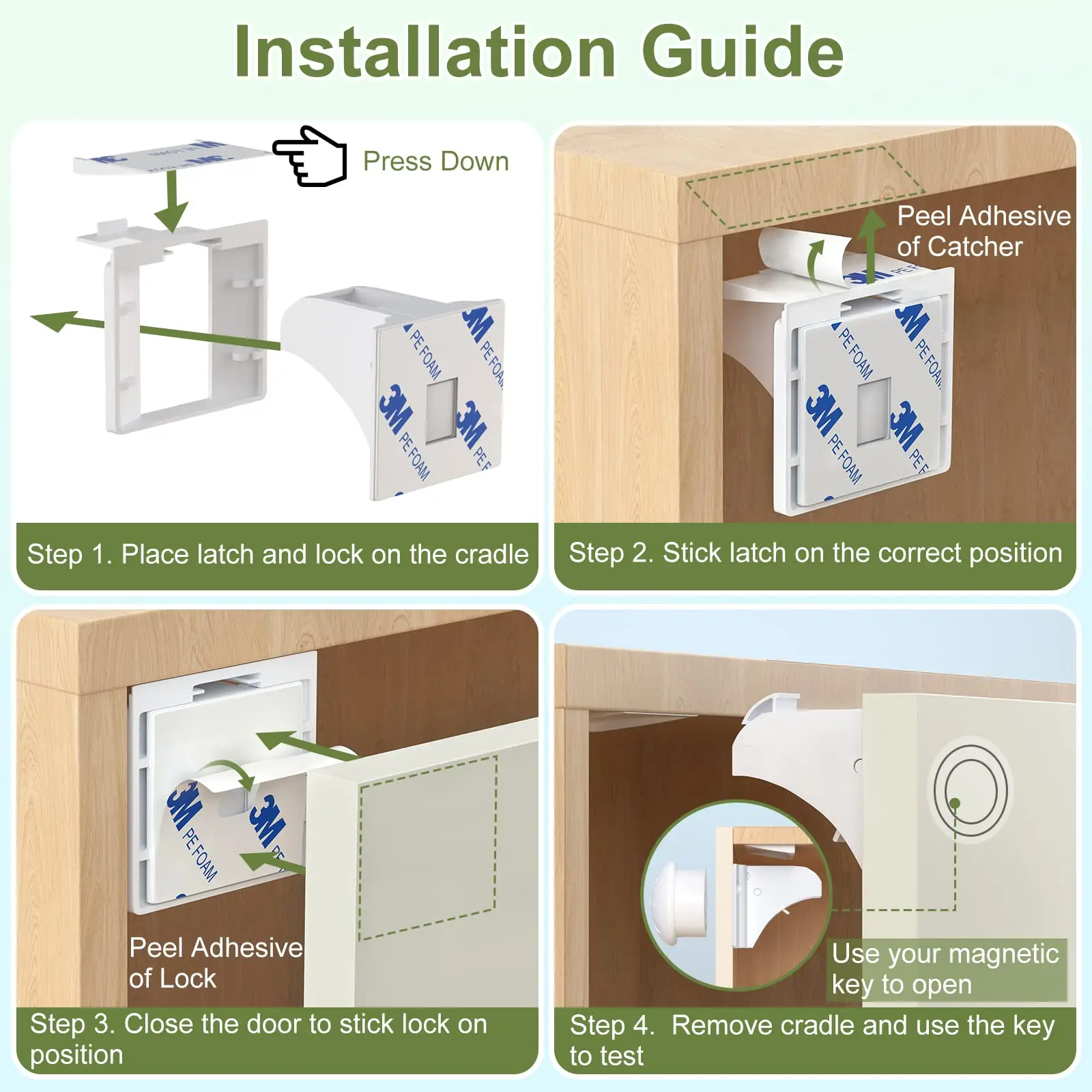 New Style Baby Safety Lock Invisible Magnetic Locks Baby Proofing Products Safety Accessories Self-adhesive or Screw Fixed