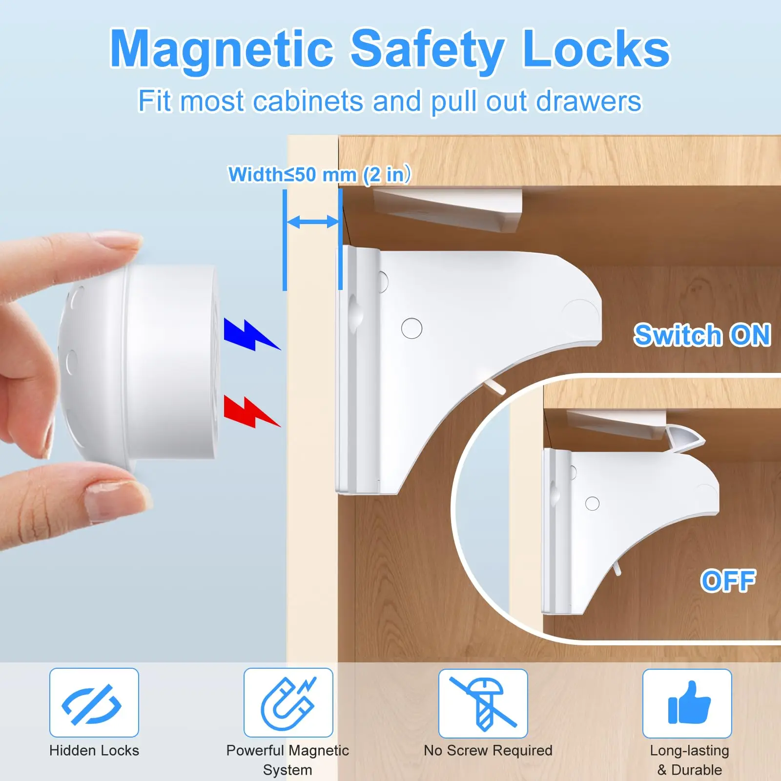 New Style Baby Safety Lock Invisible Magnetic Locks Baby Proofing Products Safety Accessories Self-adhesive or Screw Fixed