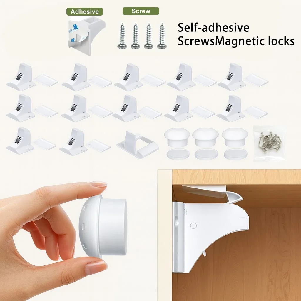 New Style Baby Safety Lock Invisible Magnetic Locks Baby Proofing Products Safety Accessories Self-adhesive or Screw Fixed