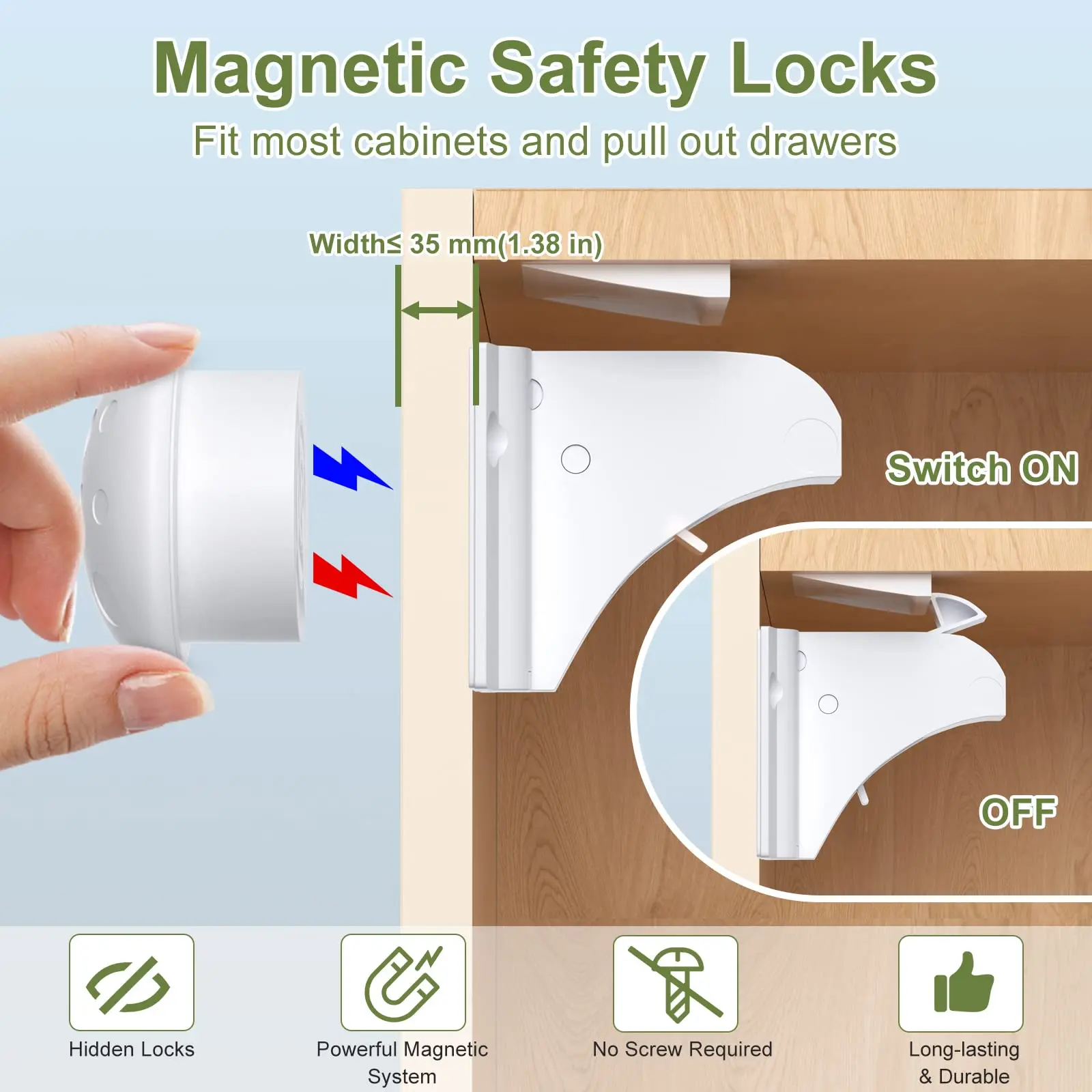 New Style Baby Safety Lock Invisible Magnetic Locks Baby Proofing Products Safety Accessories Self-adhesive or Screw Fixed