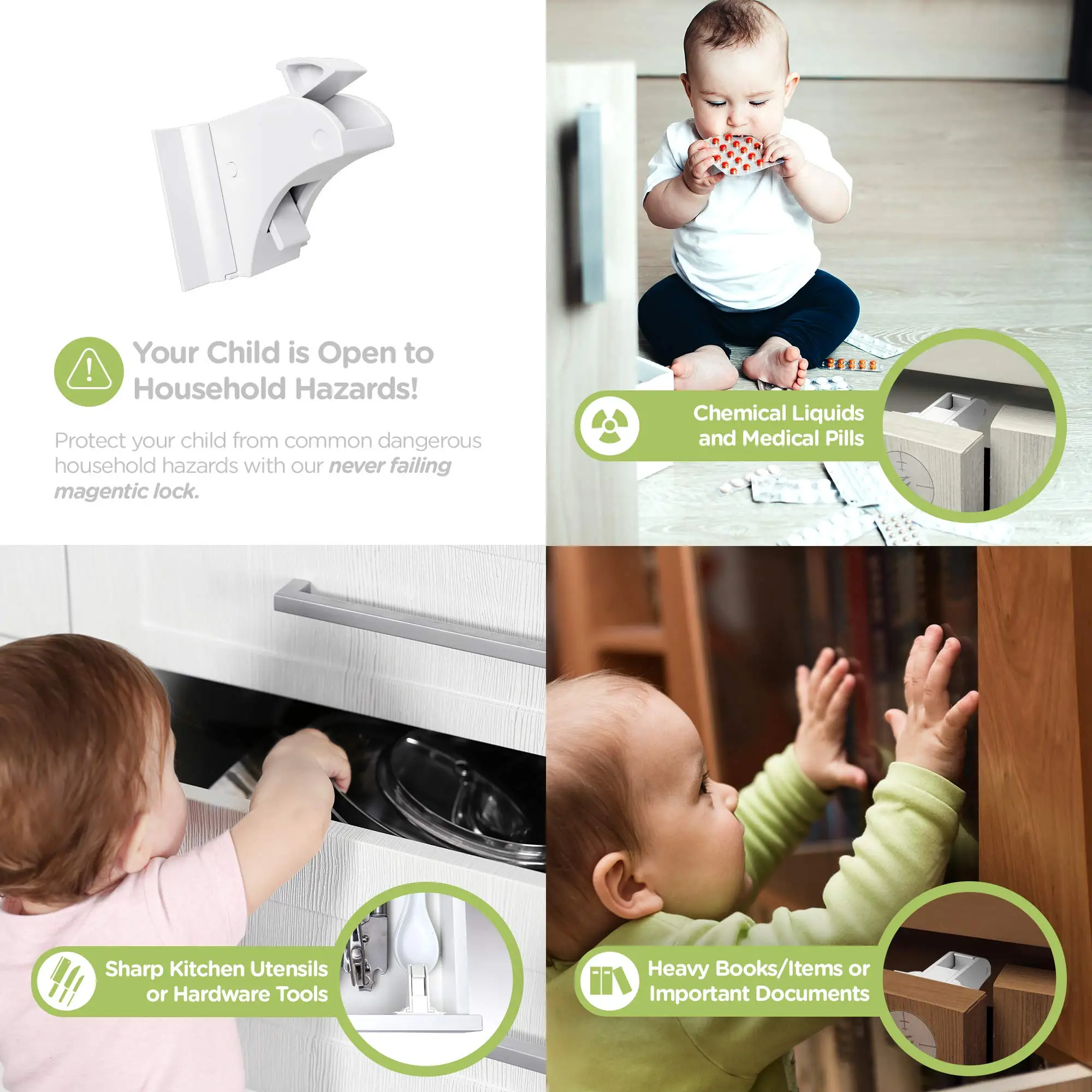 New Style Baby Safety Lock Invisible Magnetic Locks Baby Proofing Products Safety Accessories Self-adhesive or Screw Fixed
