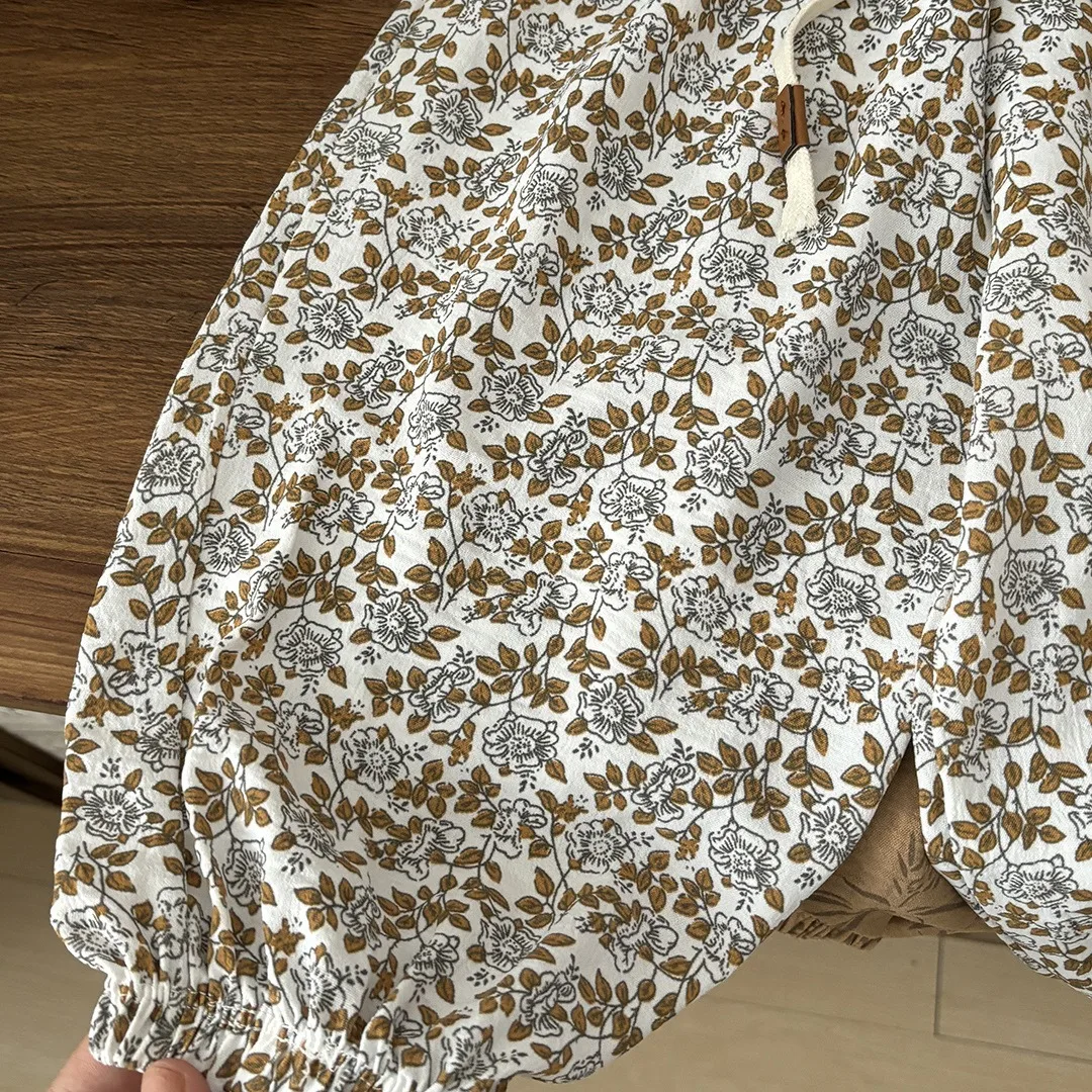 1-8yr Old Kids Clothes Floral Print Harem Pants Fashion Bear Casual Loose Children's Wear Trousers Boys Girls Thin Wide Leg Pant