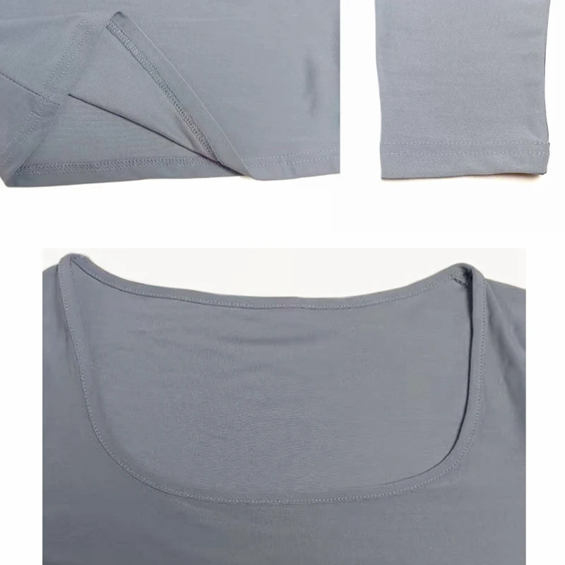Long Sleeve T-shirt Slim Tops Sexy Woman Clothing Square-Cut Collar Close-fitting Tee Shirt Street Wear Fall 2025 New 2523