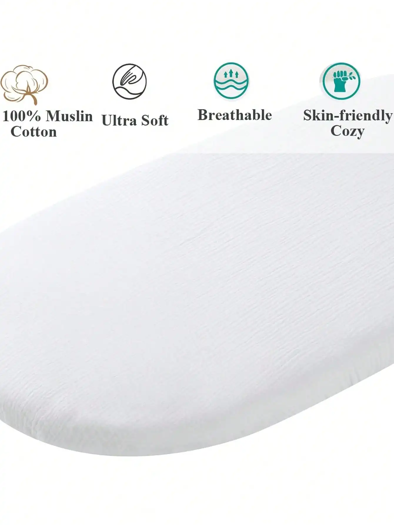 2 Pack Muslin Changing Pad Cover Fitted Bassinet Sheets for Girls Boys Soft Breathable Cotton Baby Diaper Change Table Pad Cover