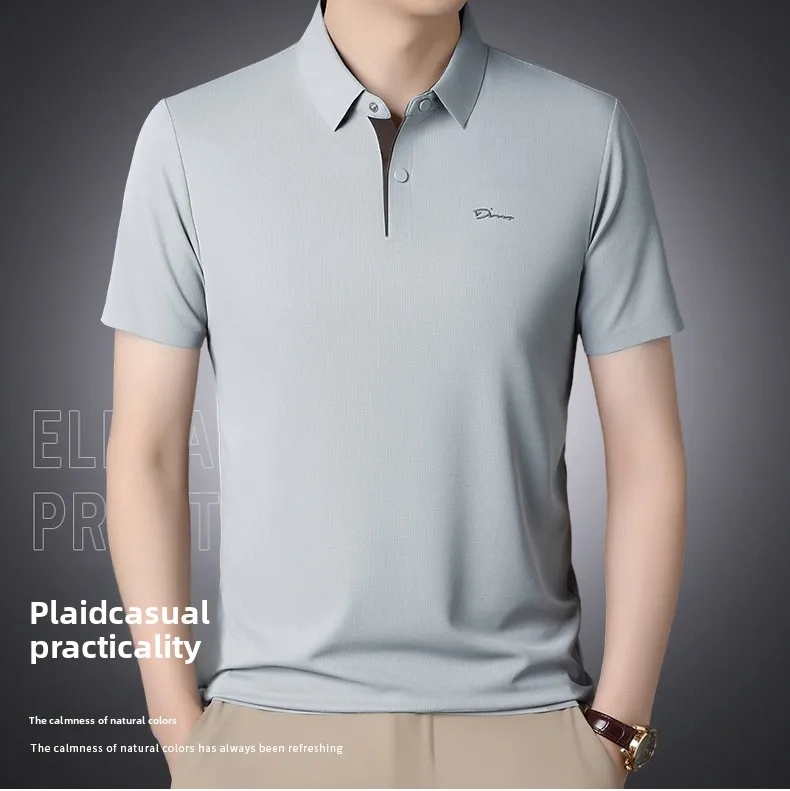 2025 High-end Brand Men's Short Sleeved Polo Shirt Summer Fashion D-letter Casual Business Ice Silk Cool T-shirt