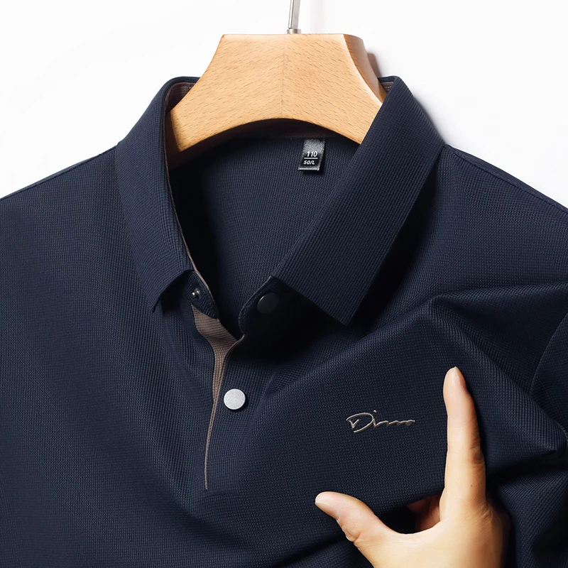 2025 High-end Brand Men's Short Sleeved Polo Shirt Summer Fashion D-letter Casual Business Ice Silk Cool T-shirt