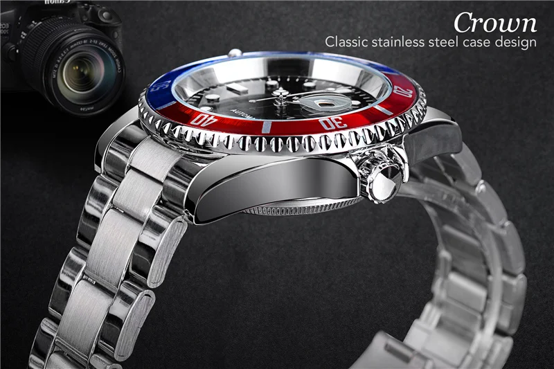 WINNER 002 Automatic Mechanical Wristwatch for Male Luminous Hands Date Fashion Stainless Steel And Leather Strap Clock Gifts