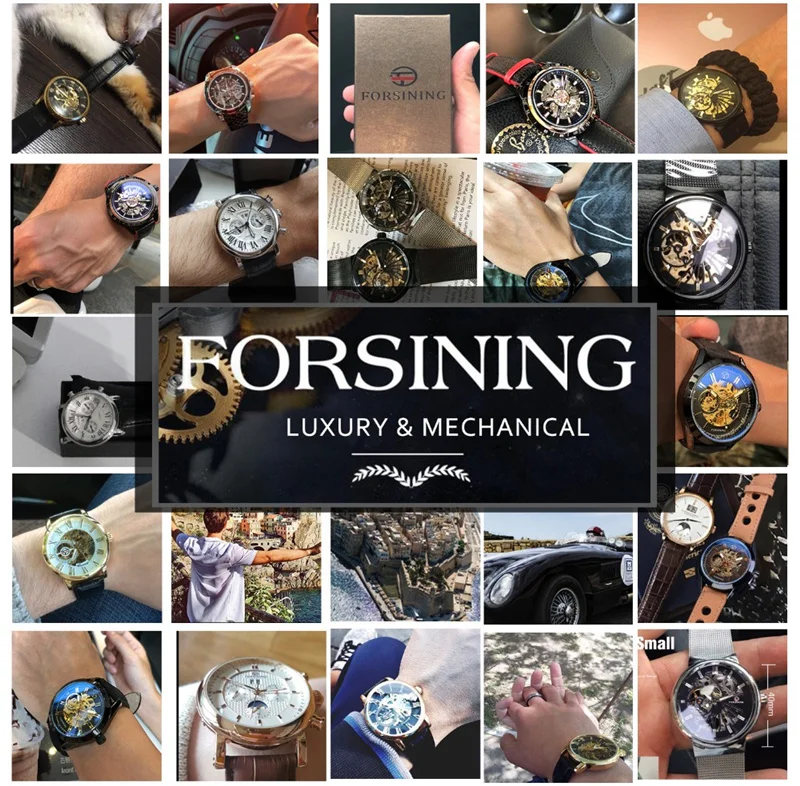 WINNER 002 Automatic Mechanical Wristwatch for Male Luminous Hands Date Fashion Stainless Steel And Leather Strap Clock Gifts