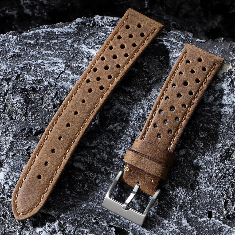 18mm 20mm 22mm Vintage Calfskin Strap Universal Cowhide WatchBand Breathable Bracelet for Men Women Sport Wristbelt Accessory