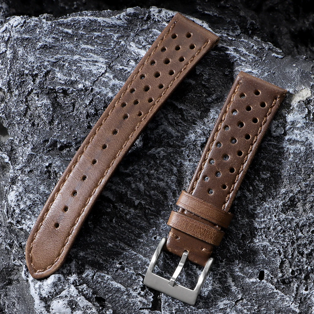 18mm 20mm 22mm Vintage Calfskin Strap Universal Cowhide WatchBand Breathable Bracelet for Men Women Sport Wristbelt Accessory
