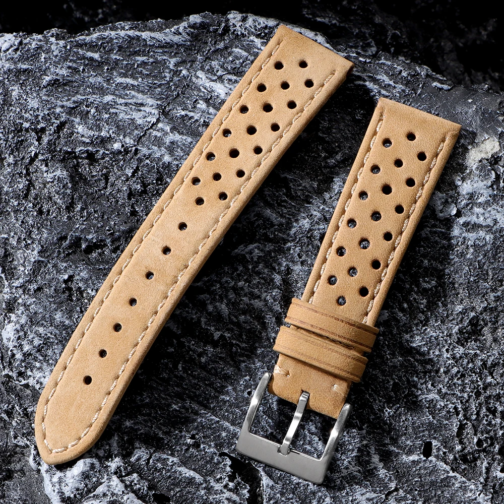 18mm 20mm 22mm Vintage Calfskin Strap Universal Cowhide WatchBand Breathable Bracelet for Men Women Sport Wristbelt Accessory