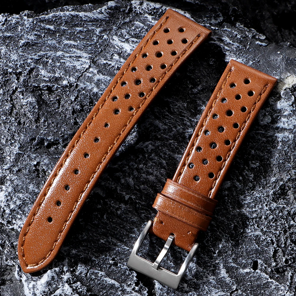 18mm 20mm 22mm Vintage Calfskin Strap Universal Cowhide WatchBand Breathable Bracelet for Men Women Sport Wristbelt Accessory