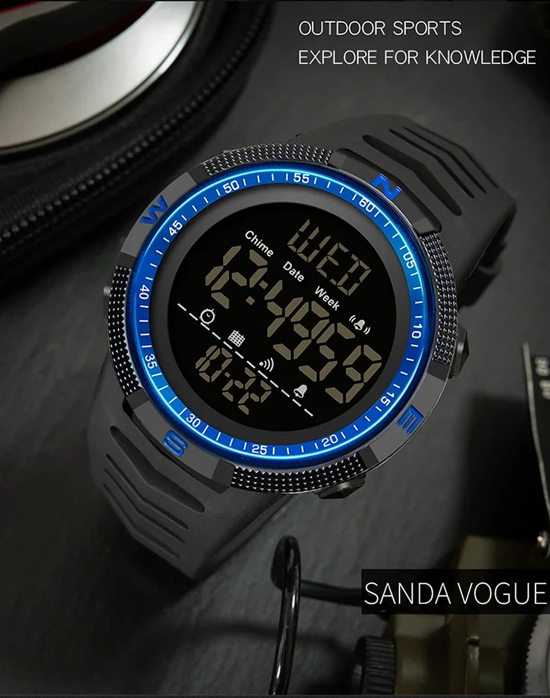 SANDA 6014 Military Sport Watch for Men Clock Digital Wristwatches Shockproof Countdown Waterproof Bracelet Relojes Para Hombre