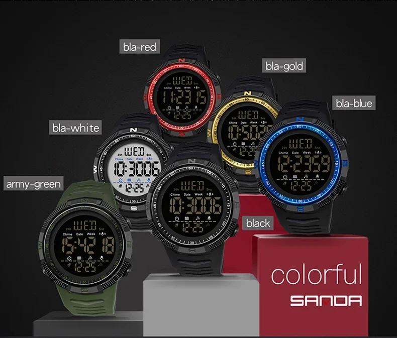 SANDA 6014 Military Sport Watch for Men Clock Digital Wristwatches Shockproof Countdown Waterproof Bracelet Relojes Para Hombre