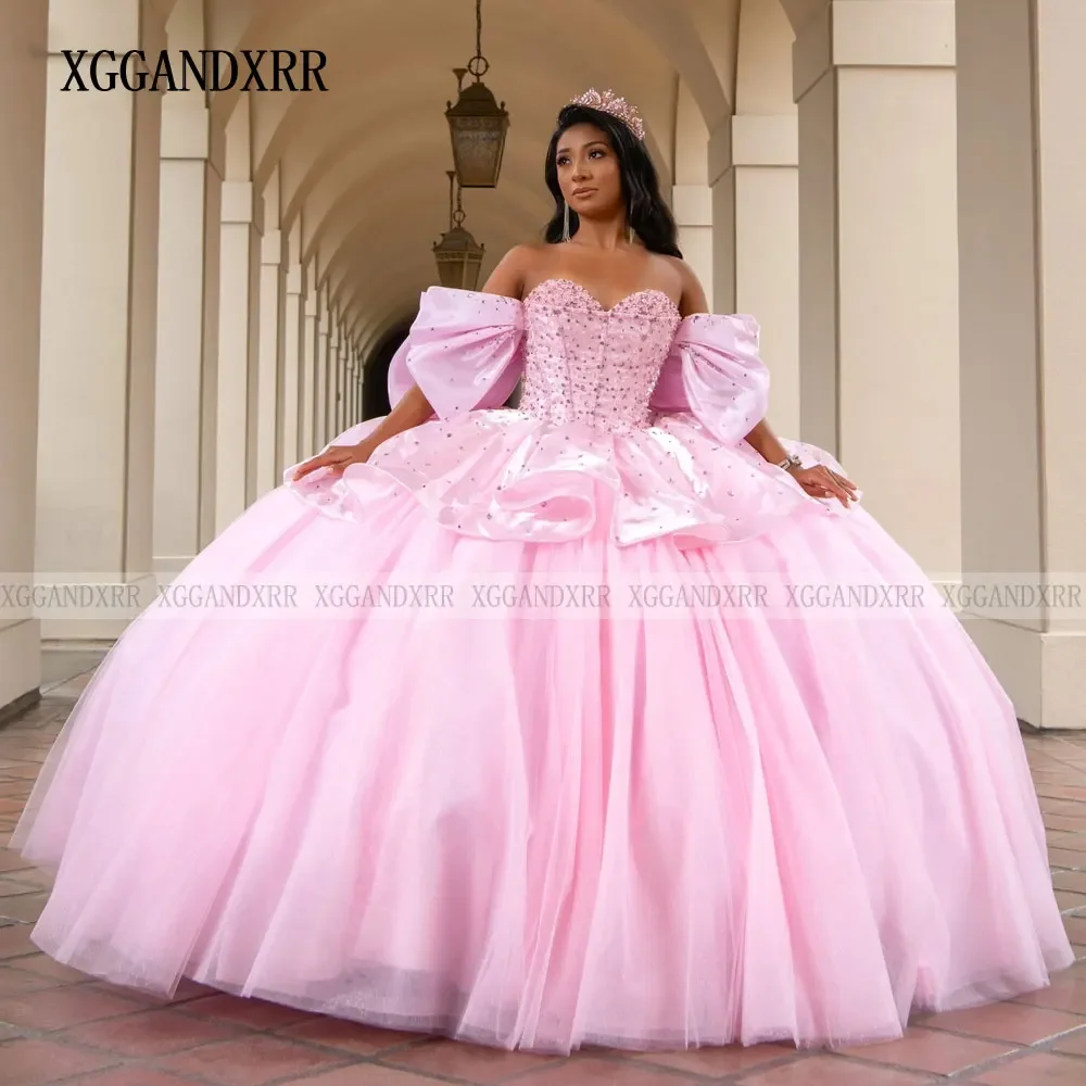 Luxury Pink/Lilac Quinceanera Dress 2026 3D Floral Flowers Princess Ball Gown Sweet 15 Vestidos De XV Años Party Gown Big Bow