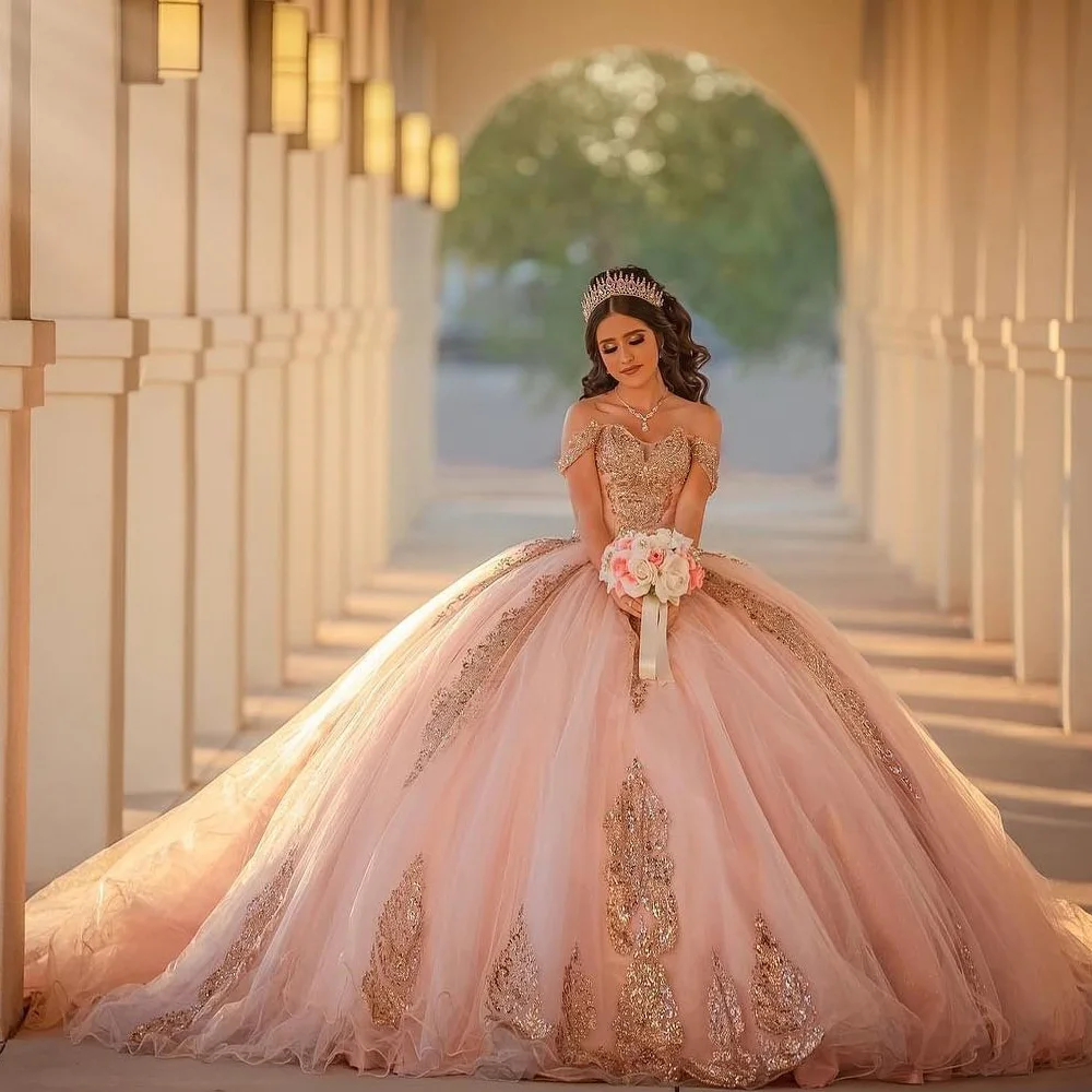 Luxury Pink/Lilac Quinceanera Dress 2026 3D Floral Flowers Princess Ball Gown Sweet 15 Vestidos De XV Años Party Gown Big Bow