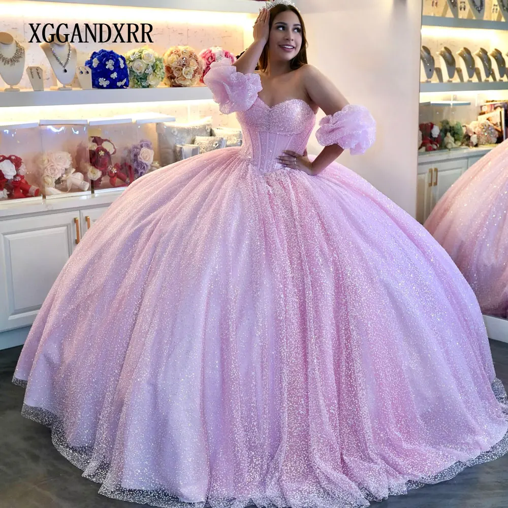 Luxury Pink/Lilac Quinceanera Dress 2026 3D Floral Flowers Princess Ball Gown Sweet 15 Vestidos De XV Años Party Gown Big Bow