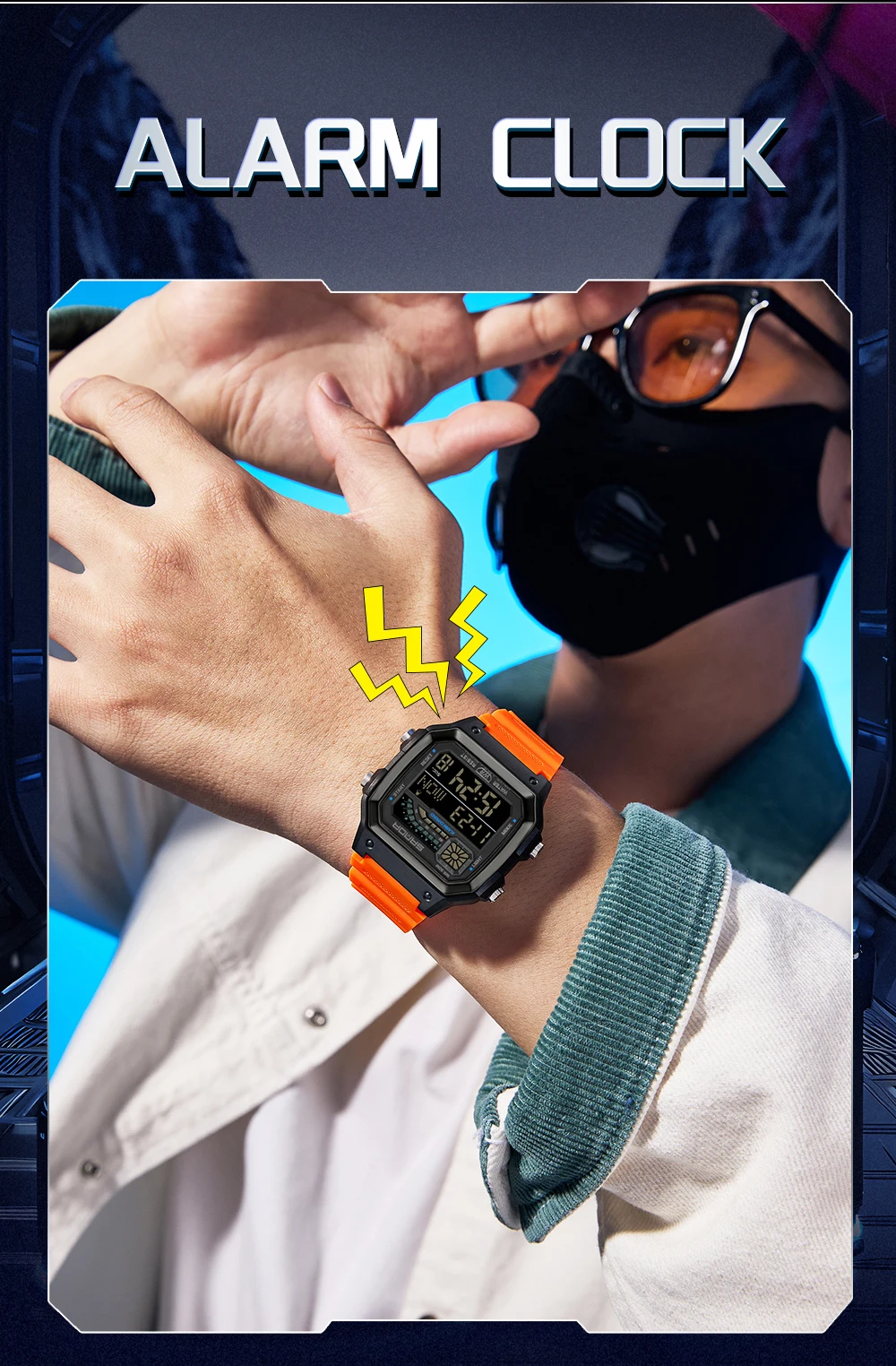 SANDA 6196 Luxury Men's Electronic Watch with Multi Functional Luminous Dial Calendar Waterproof Fashion Men's Digital Watch