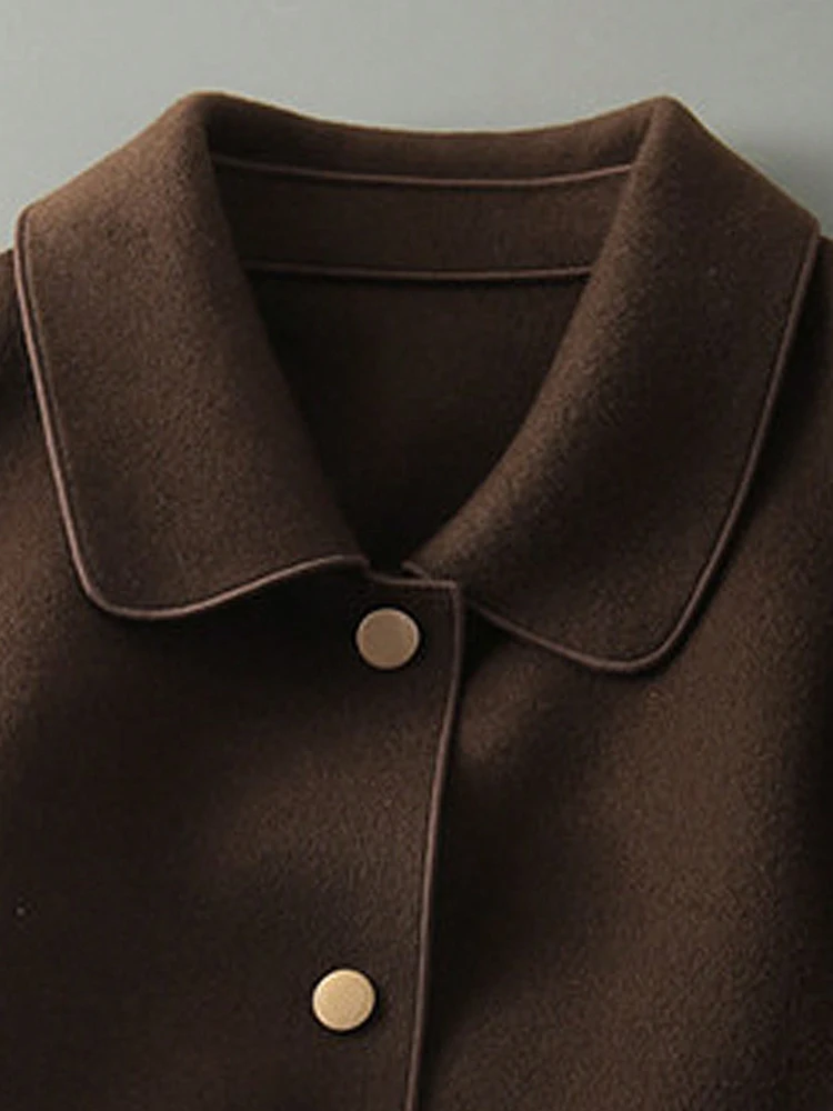 Classic Solid Short Woolen Coats for Woman Autumn Winter Warm Woman Clothing Button Up Female Coat Outfits New In Outerwears