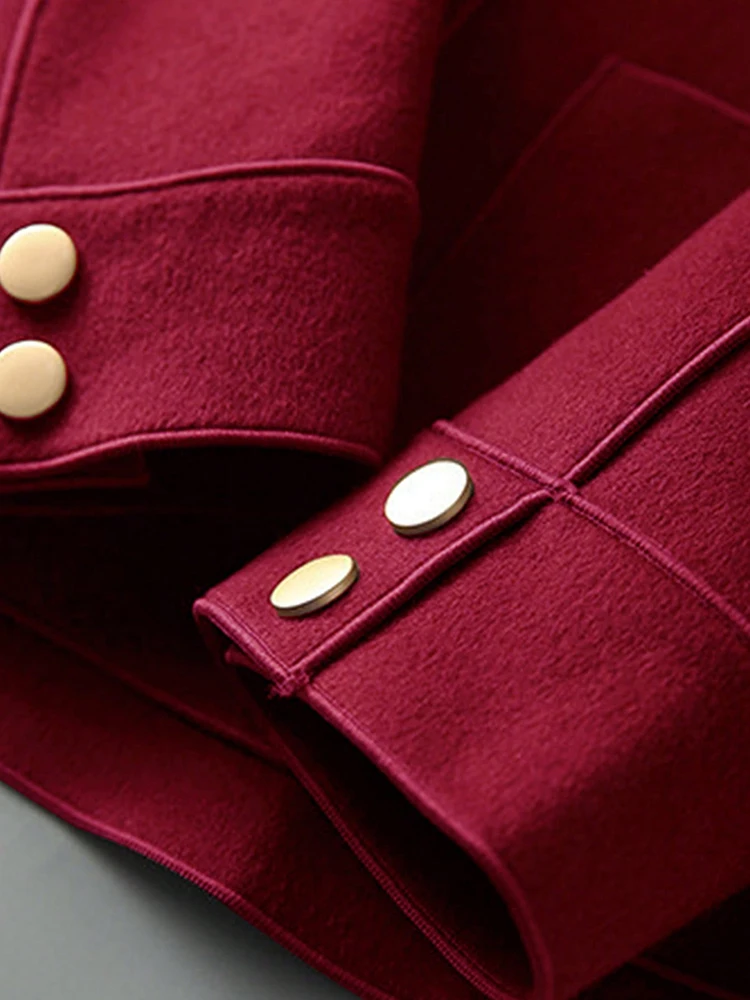 Classic Solid Short Woolen Coats for Woman Autumn Winter Warm Woman Clothing Button Up Female Coat Outfits New In Outerwears