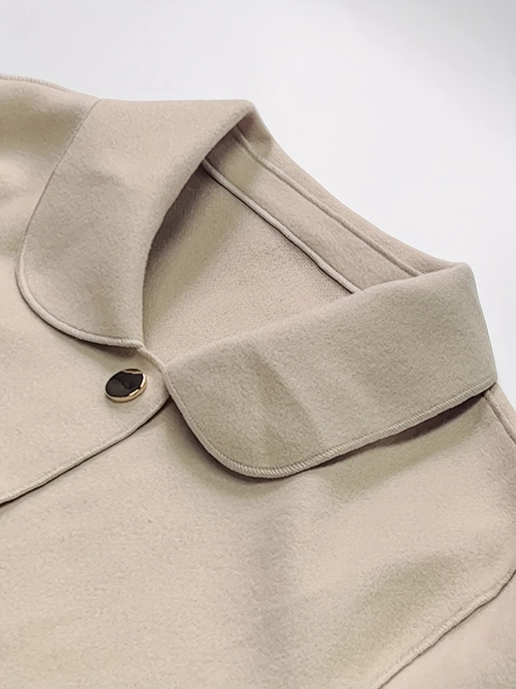 Classic Solid Short Woolen Coats for Woman Autumn Winter Warm Woman Clothing Button Up Female Coat Outfits New In Outerwears