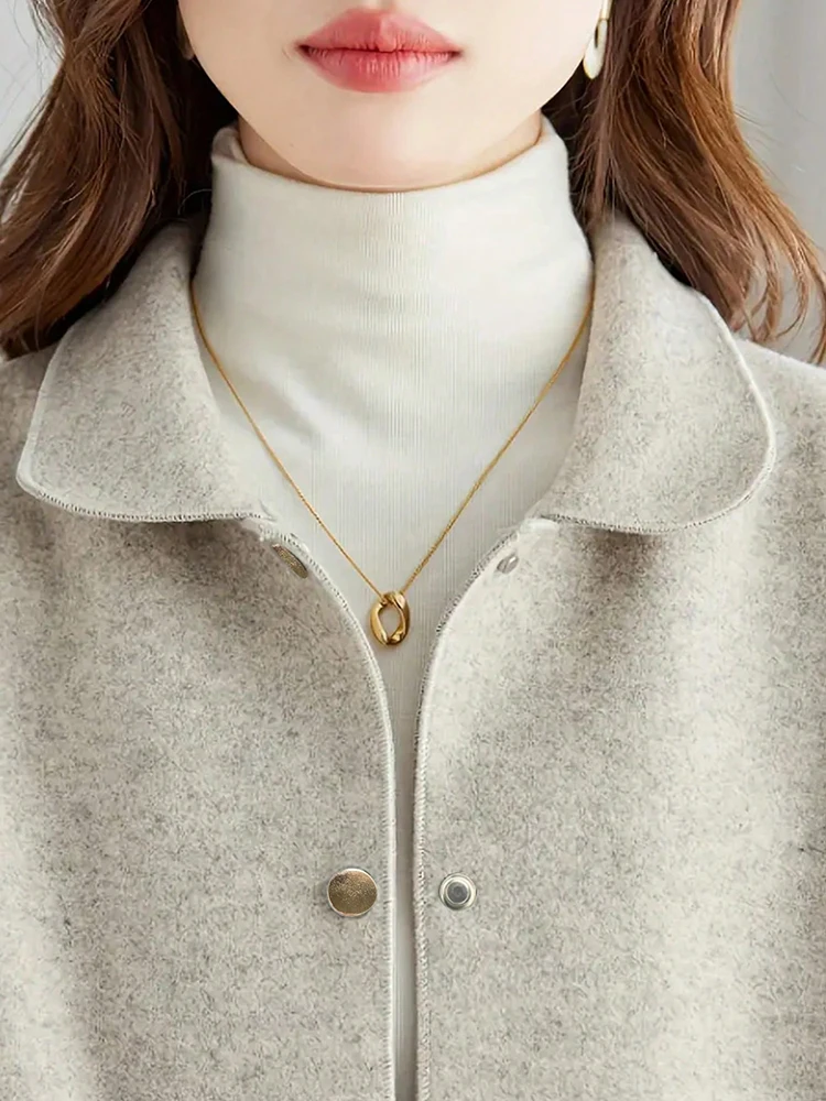 Classic Solid Short Woolen Coats for Woman Autumn Winter Warm Woman Clothing Button Up Female Coat Outfits New In Outerwears
