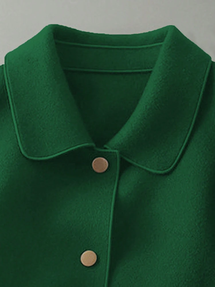 Classic Solid Short Woolen Coats for Woman Autumn Winter Warm Woman Clothing Button Up Female Coat Outfits New In Outerwears