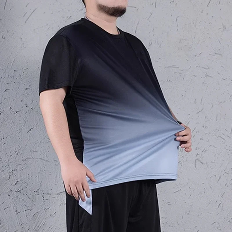 1pc/2pcs Summer Men's Quick Dry T-shirt Shorts Plus Size Short-sleeve Tee Sport Set Casual Shirt Elastic Waist Pant Male Clothes