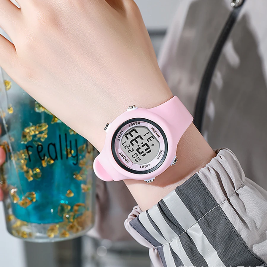 LED Digital Kids Sports Watch set Luminous Waterproof Alarm Clock Boys and Girls Student Electronic Wristwatch with Bracelet set