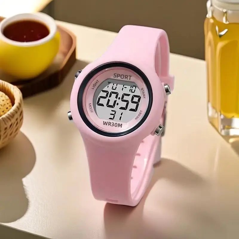 LED Digital Kids Sports Watch set Luminous Waterproof Alarm Clock Boys and Girls Student Electronic Wristwatch with Bracelet set
