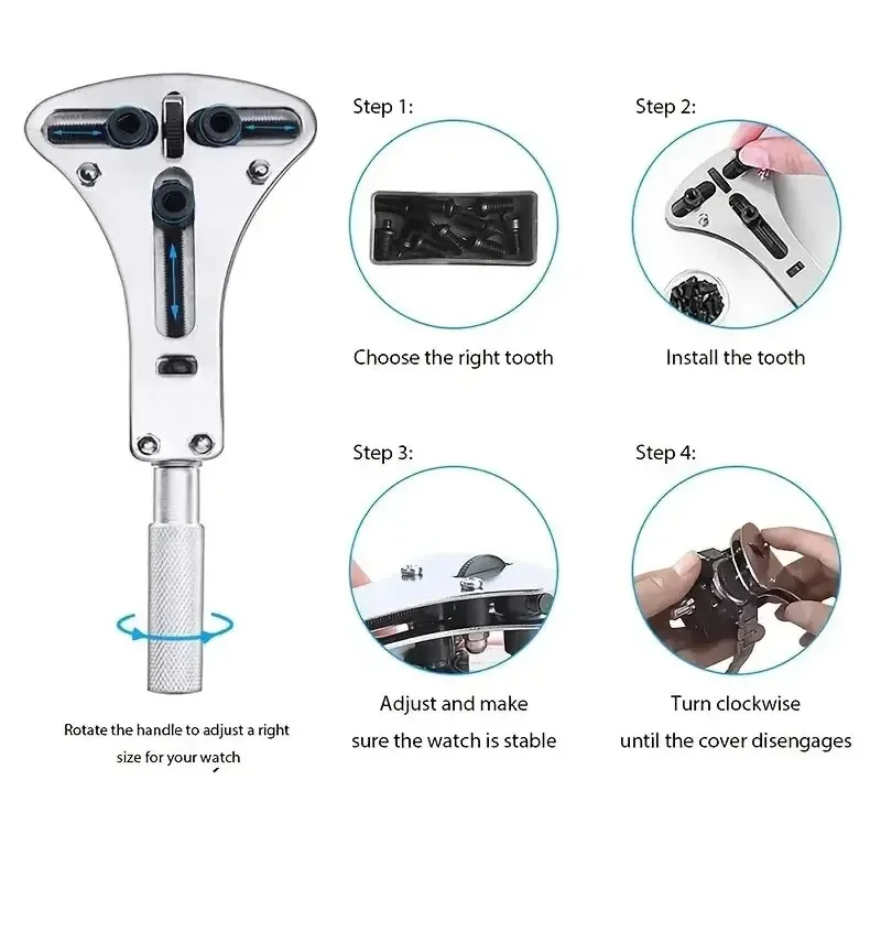 Watch Repair Tool Waterproof Screw Adjustable 3 Claws Back Case Opener Wrench Remover Watch Battery Press Closer Remover Wrench