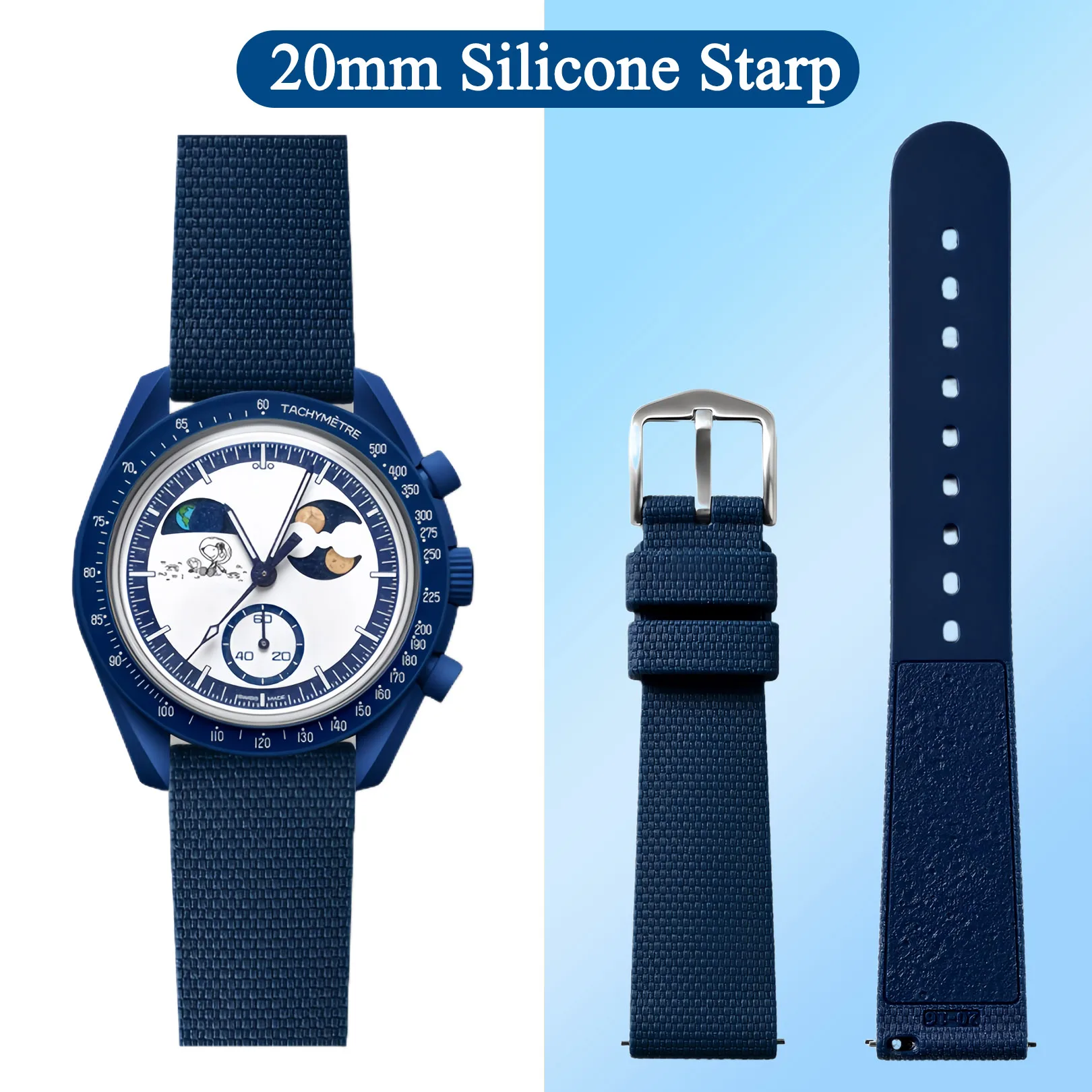 20mm Quick Release Silicone Watch Strap for Omega X Swatch Joint MoonSwatch Watchband Soft Bracelet Accessories Wristband