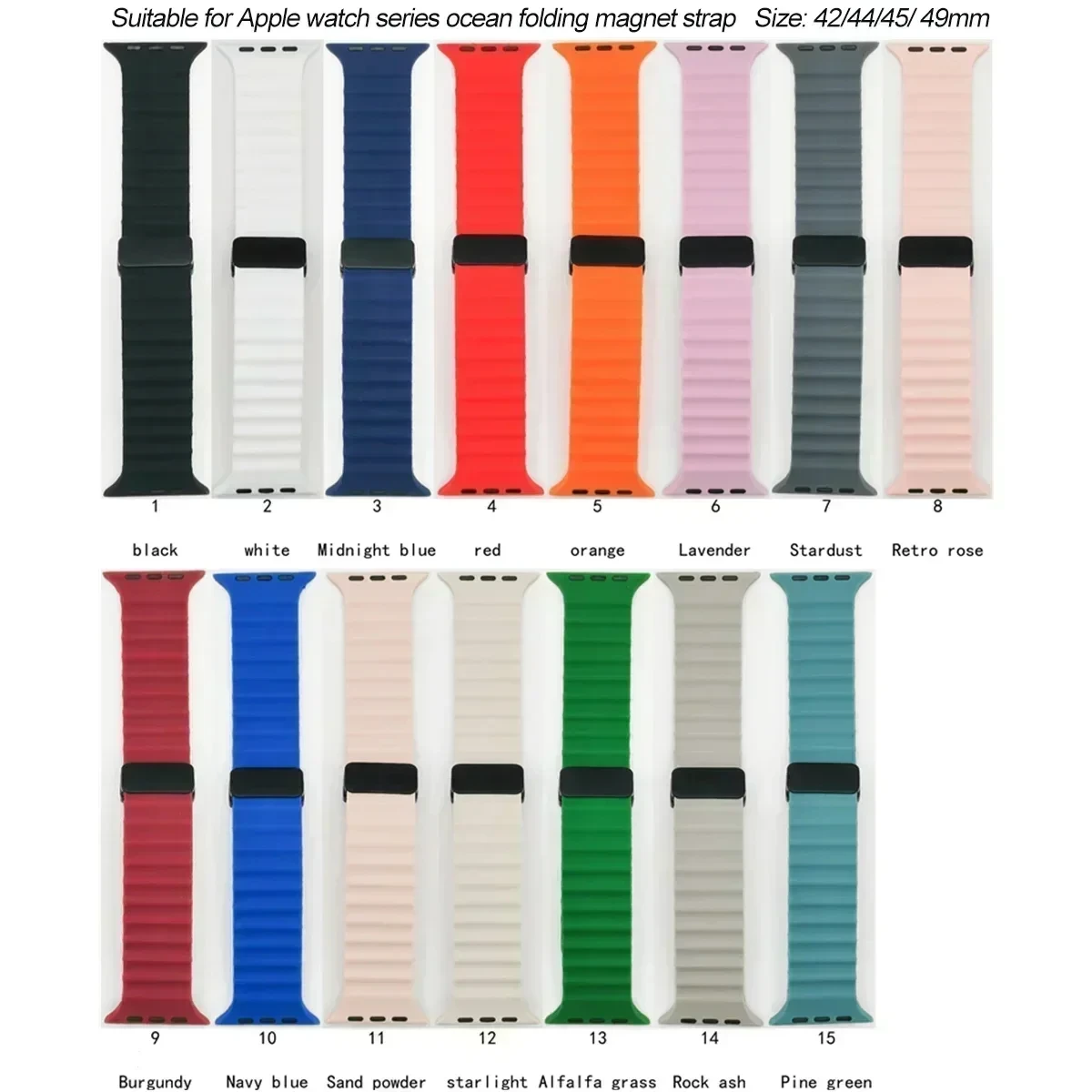 Magnetic Buckle Strap For Apple Watch Band Ultra 2 49mm 45mm 44mm 40mm 41mm 42mm 38mm Silicone Bracelet iWatch Series 7 6 se 8 9