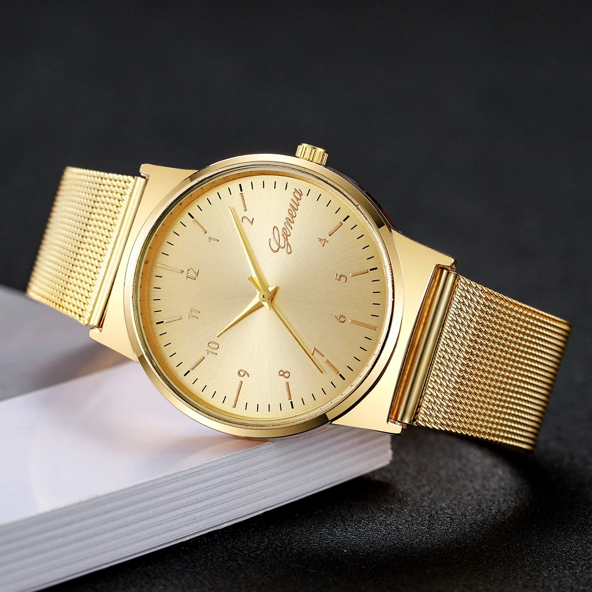 2PCS/Set Fashion Mesh Band Women Watches Set Simple Arabic Dial Ladies Quartz Wristwatch Bracelet Set Reloj Mujer(Without Box)